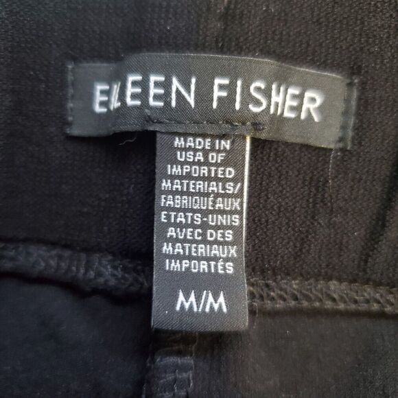 Eileen Fisher System Black Capri Pants Stretch Crepe Slim Women's Sz M Elastic - Picture 2 of 12